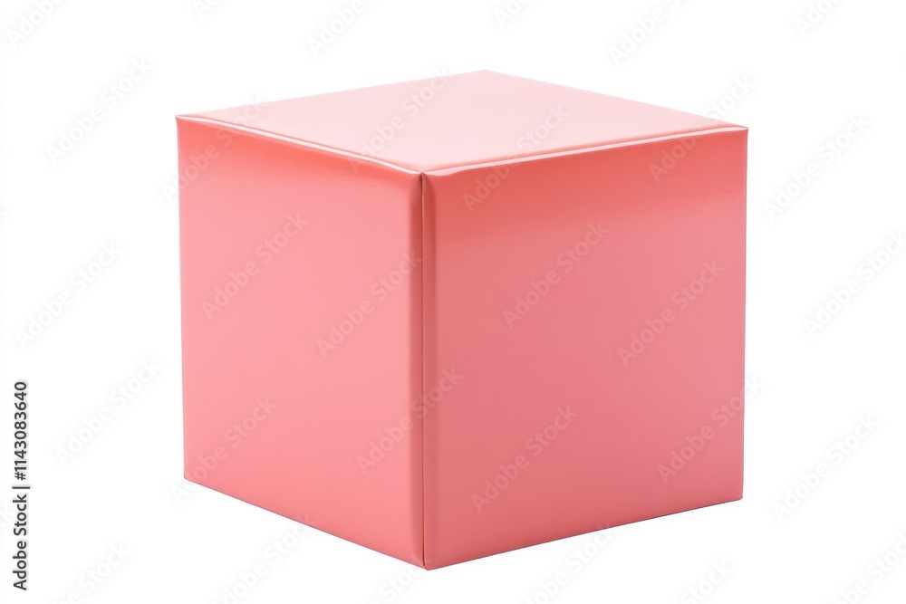 Charming Pink Package. Elegant Gift Box on a Pure White Backdrop Charming Pink Package. Elegant Gift Box on a Pure White Backdrop