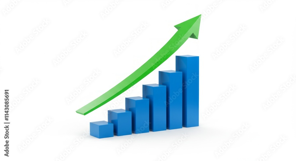 blue growing graph, upward graph, white background blue growing graph, upward graph, white background