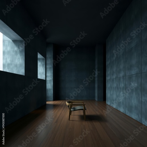 Wallpaper Mural Dark empty room with chair and table wood concrete design wood design concrete architecture wall floor modern Torontodigital.ca