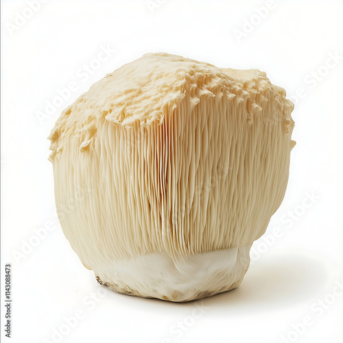 product image of lions mane mushroom amazing detail white background photo