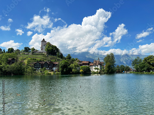 Obraz na płótnie Werdenberger See with castle in Buchs Sant Gallen Switzerland
w salonie