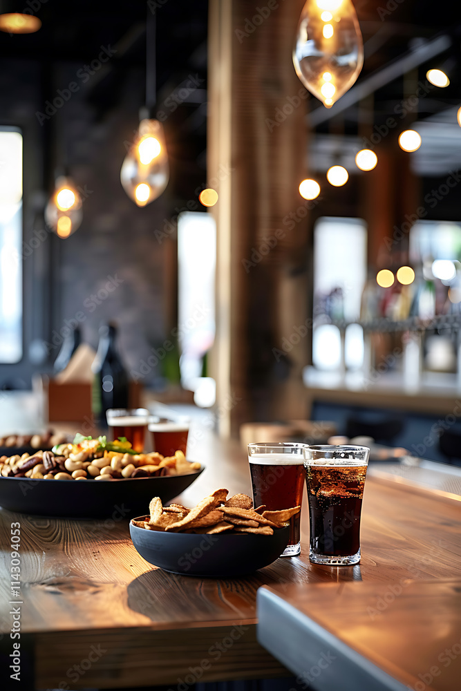 casual bar scene, a casual bar scene with three drinks, snacks, and a mix of chaos the lighting adds spontaneity, capturing a moment between dreams and reality casual bar scene, a casual bar scene with three drinks, snacks, and a mix of chaos the lighting adds spontaneity, capturing a moment between dreams and reality