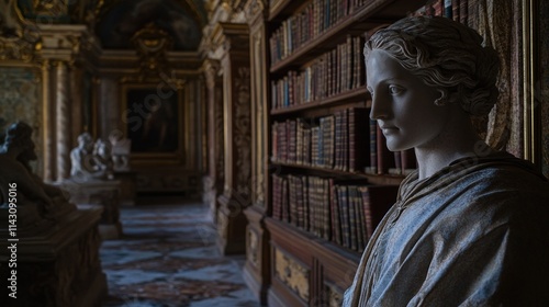 Wallpaper Mural Marble statue in antique library. Torontodigital.ca