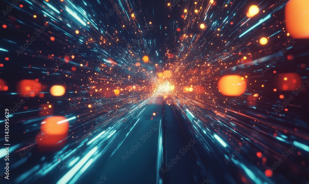 Dynamic light trails, vibrant particles, abstract background, futuristic design, glowing orbs, motion effect, digital art Dynamic light trails, vibrant particles, abstract background, futuristic design, glowing orbs, motion effect, digital art