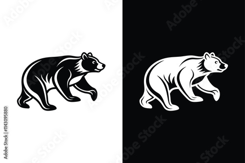 Bear running icon vector on White Background ,Vector Art Illustration on white background.