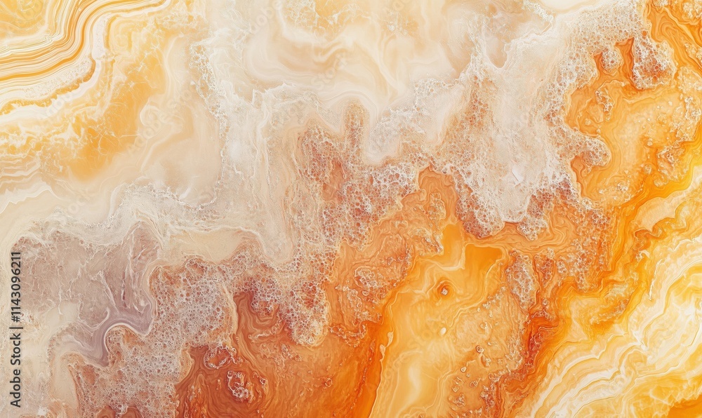 Abstract orange and cream marble texture, fluid art with swirls and bubbles, warm tones, smooth surface, organic patterns Abstract orange and cream marble texture, fluid art with swirls and bubbles, warm tones, smooth surface, organic patterns