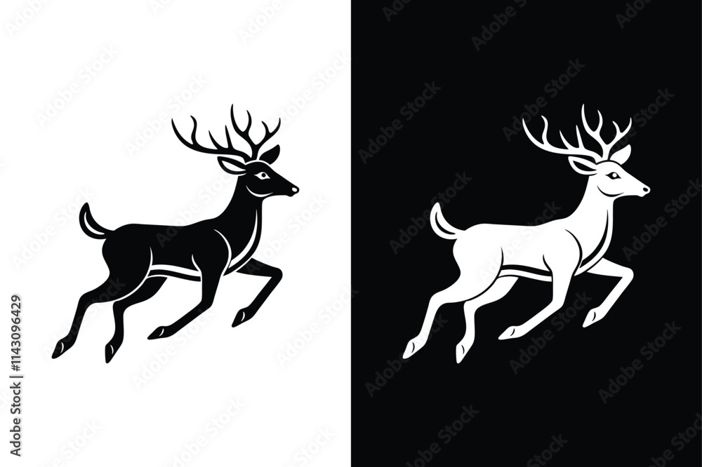 Deer running icon vector on White Background ,Vector Art Illustration on white background. Deer running icon vector on White Background ,Vector Art Illustration on white background.