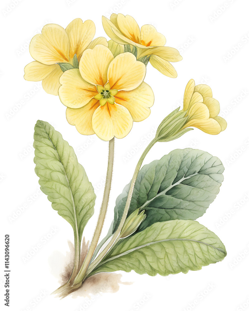 A soft yellow primrose with delicate round petals A soft yellow primrose with delicate round petals