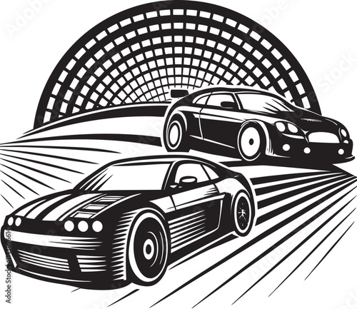 Race car silhouette vector art illustration file 
