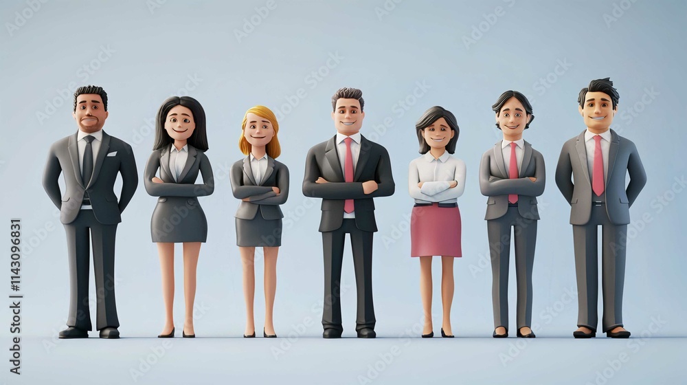 Obraz premium Successful Business Team Standing in Office Smiling Together