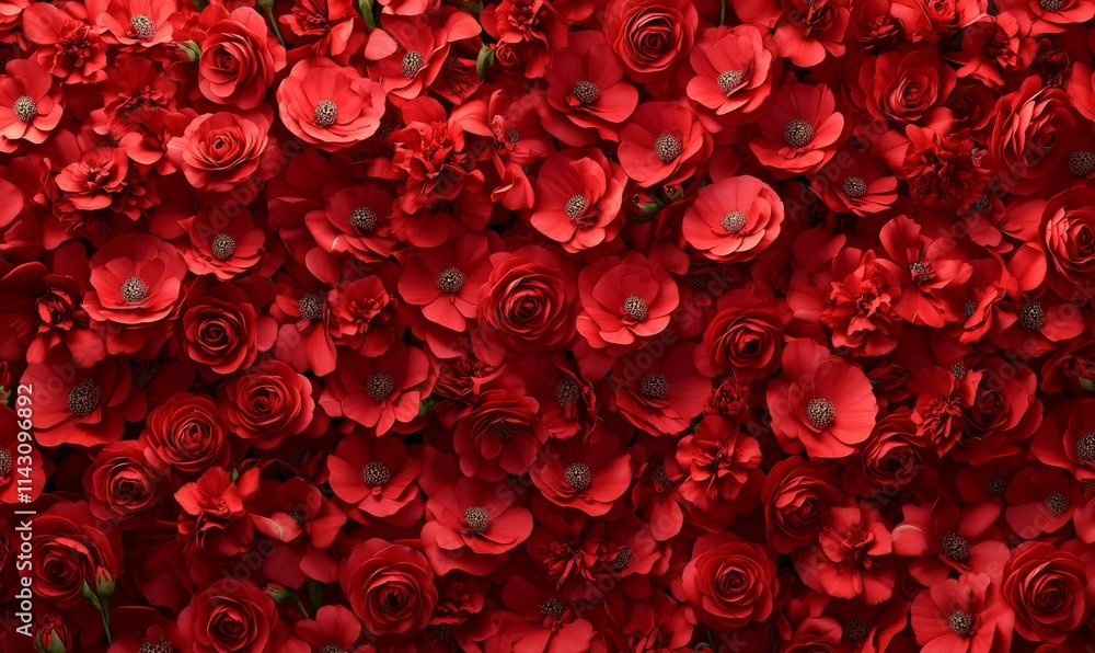 Beautiful Flowers arranged to create a Elegant wall. Colorful, Red Background formed from Vibrant Carnations. Beautiful Flowers arranged to create a Elegant wall. Colorful, Red Background formed from Vibrant Carnations.