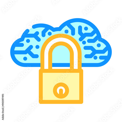 security lock cloud computing color icon vector. security lock cloud computing sign. isolated symbol illustration