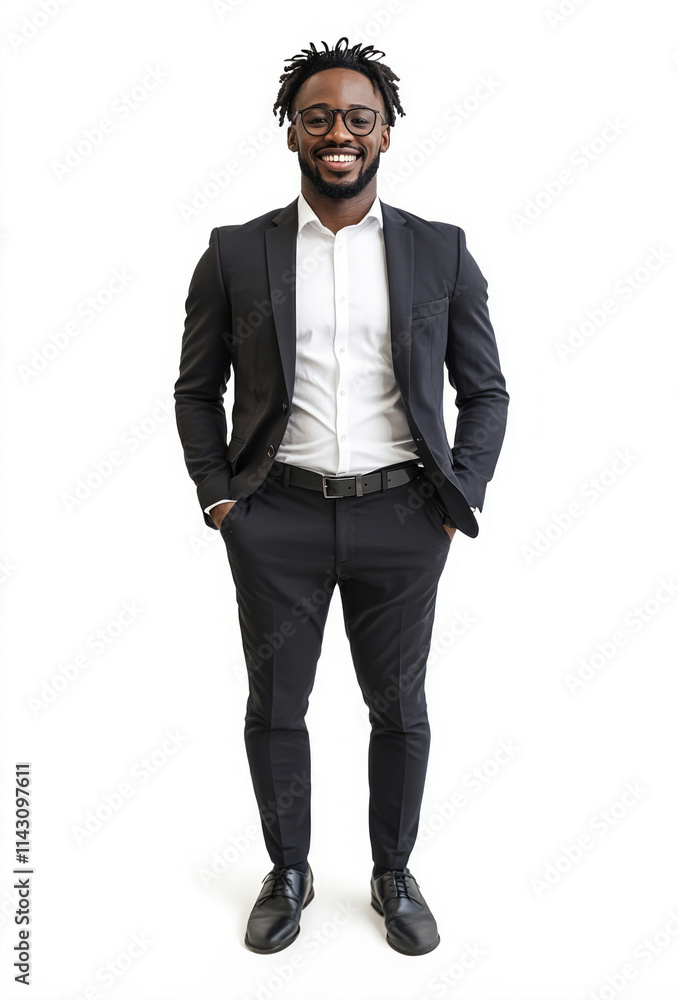 Smiling afro american businessman looking confident on white background Smiling afro american businessman looking confident on white background