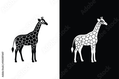 Giraffe icon vector on White Background ,Vector Art Illustration on white background. photo