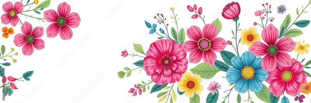 Vibrant floral design on a neutral background, perfect for nature-themed projects, nature, beautiful, foliage Vibrant floral design on a neutral background, perfect for nature-themed projects, nature, beautiful, foliage