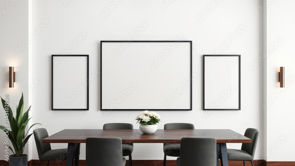 Fototapeta premium A minimalist mockup of office wall art featuring a clean and modern layout, abstract, professional