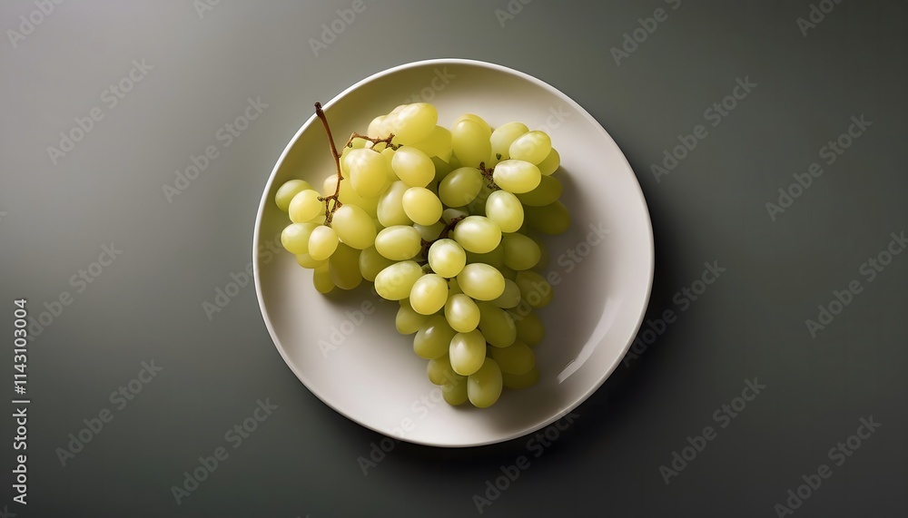 plate of grapes isolated on grey background. notion of healthy food. close up, top view, and a flat lay. Generative AI plate of grapes isolated on grey background. notion of healthy food. close up, top view, and a flat lay. Generative AI