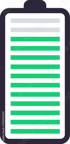 Green battery icon representing a moderate charge level, featuring partially filled bars alongside empty ones, illustrating the remaining power available for use
