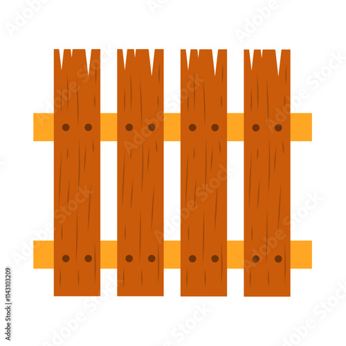 Cartoon wooden fence vector, garden or farm palisade, gates or balustrade with pickets.