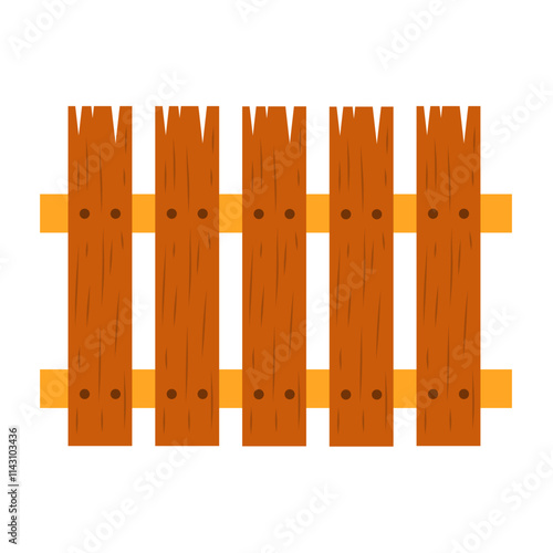 Cartoon wooden fence vector, garden or farm palisade, gates or balustrade with pickets.