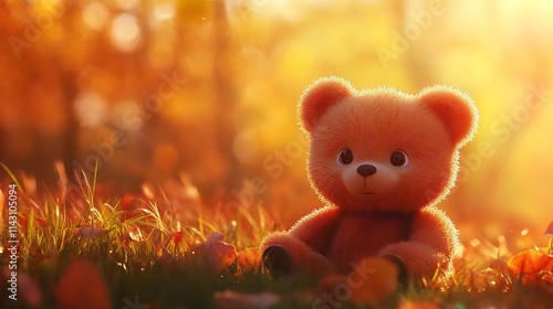 Cute Cartoon Teddy Bear Illustration with Heart for Baby Gift Holiday Cheer