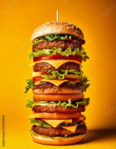 Obraz na płótnie tall stack of cheeseburgers w salonie