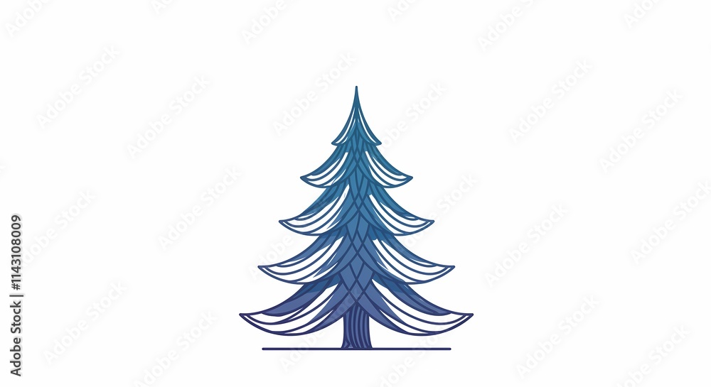 Obraz premium Abstract Line Art of a Christmas Tree, Merry Christmas Holiday Banner, Modern Design Celebration Xmas