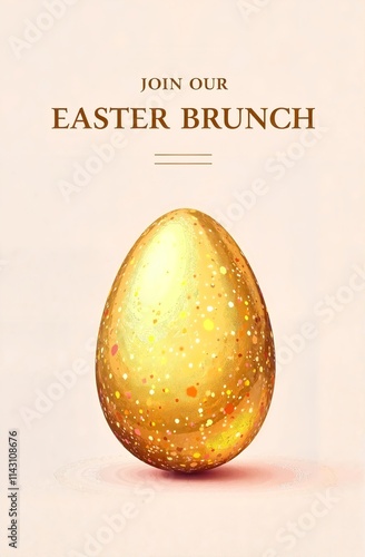  Golden Easter egg on beige background, perfect for luxury Easter promotions and elegant holiday designs photo