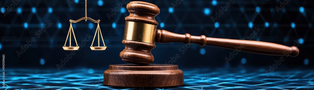 judge gavel and scales of justice symbolize law and order in digital world judge gavel and scales of justice symbolize law and order in digital world