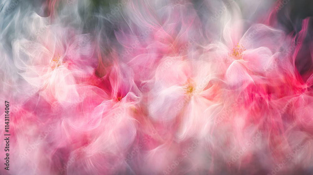 Fototapeta premium Spring pink airy background with barely visible sakura flowers