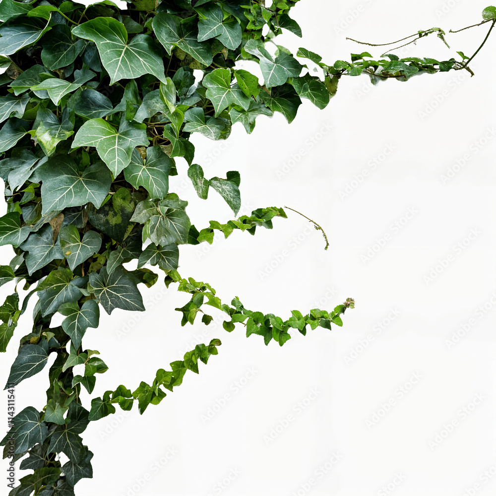 Lush Green Ivy Climbing Up a White Minimalist Wall Lush Green Ivy Climbing Up a White Minimalist Wall
