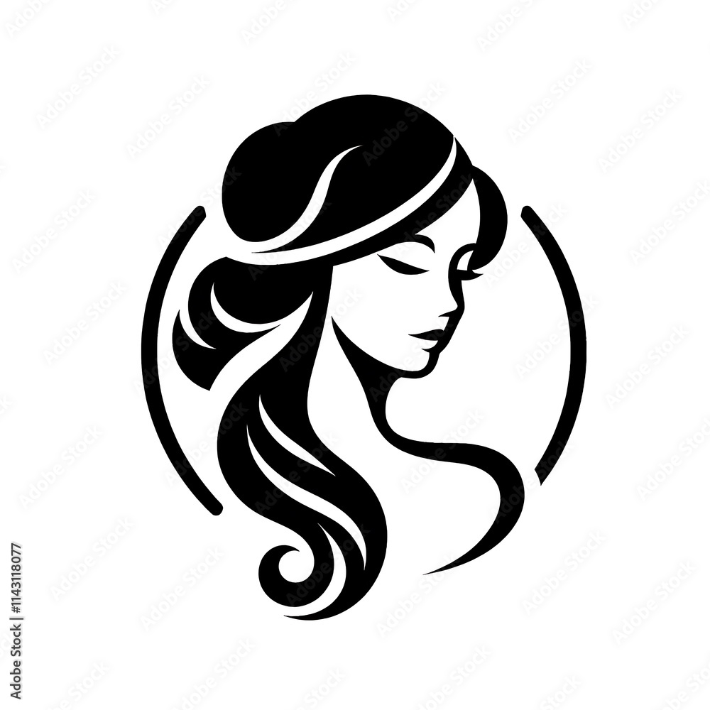illustration Beauty girl logo silhouette vector style with white background illustration Beauty girl logo silhouette vector style with white background