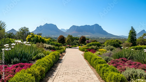 Cape Town Botanical Park with protea flowers and mountain views, vibrant South African retreat