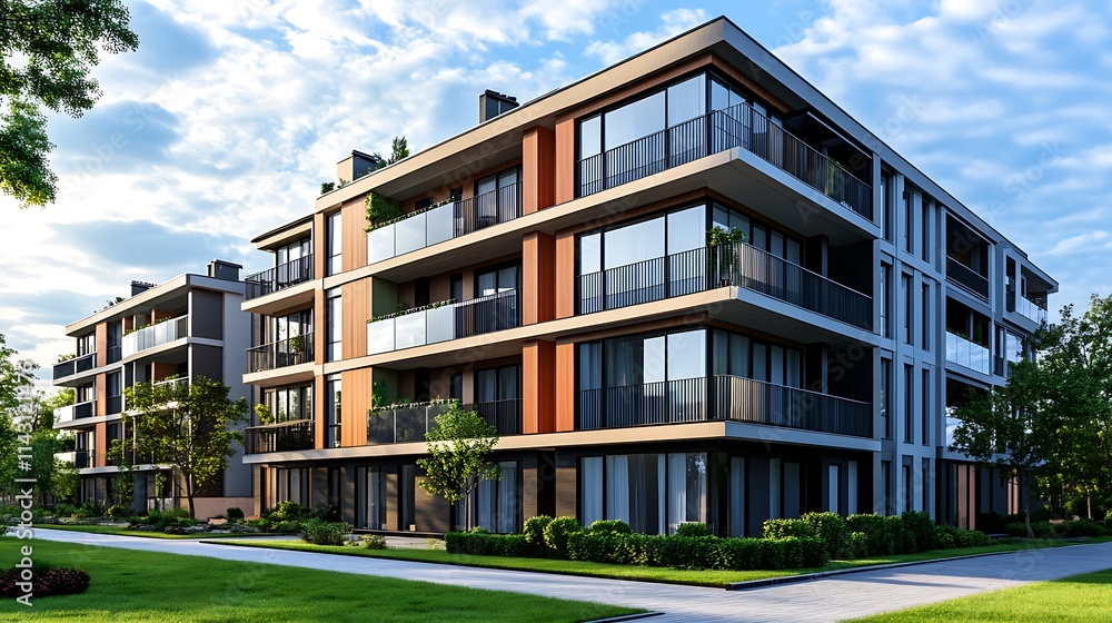 Modern Apartment Complex: Luxurious Living in a Tranquil Setting Modern Apartment Complex: Luxurious Living in a Tranquil Setting