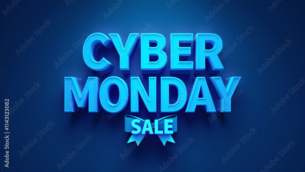 Cyber Monday Sale Sign in Blue. Concept of online shopping, discount, and promotion. Cyber Monday Sale Sign in Blue. Concept of online shopping, discount, and promotion.