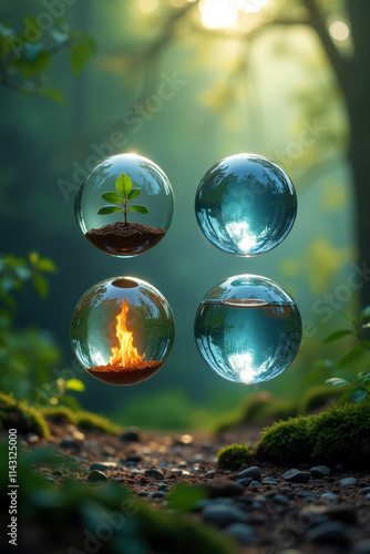 Nature's Four Elements in Minimalist Glass Globe Design