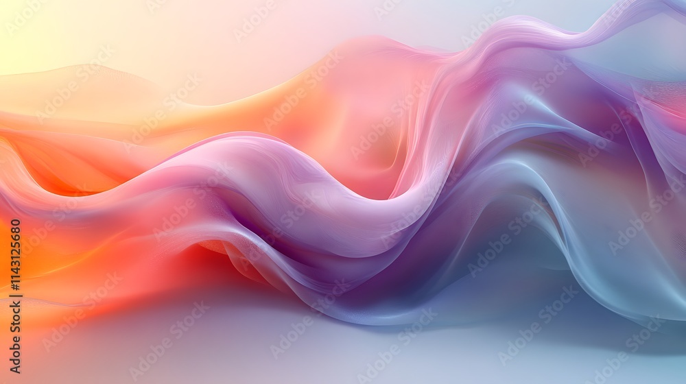 Abstract flowing waves in pastel gradient hues of pink, orange, and blue, featuring smooth curves and soft textures for a modern and artistic design Abstract flowing waves in pastel gradient hues of pink, orange, and blue, featuring smooth curves and soft textures for a modern and artistic design