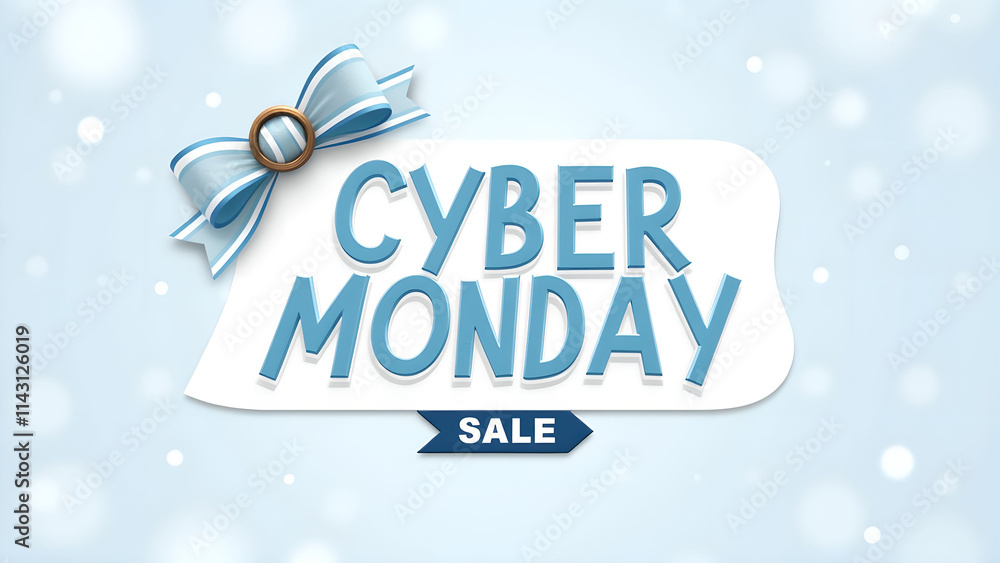 Cyber Monday Sale Banner with Ribbon. Concept of Online Shopping and E commerce. Cyber Monday Sale Banner with Ribbon. Concept of Online Shopping and E commerce.