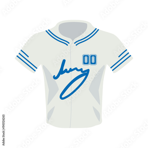 white and blue baseball sport uniform