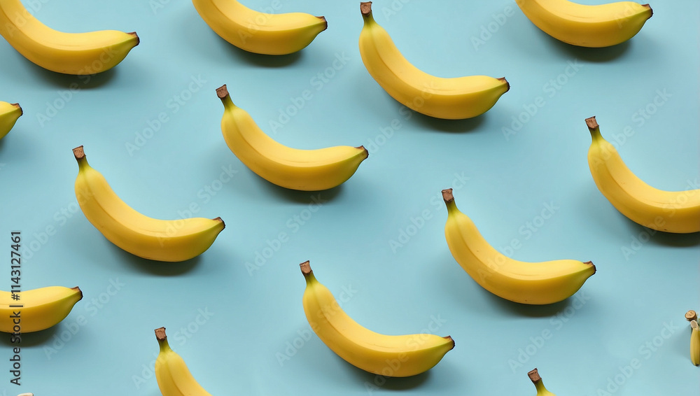 Pattern of banana on pastel blue background Pattern of banana on pastel blue background