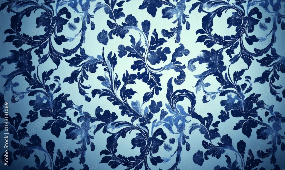 Fototapeta premium Blue Rococo Pattern Background.