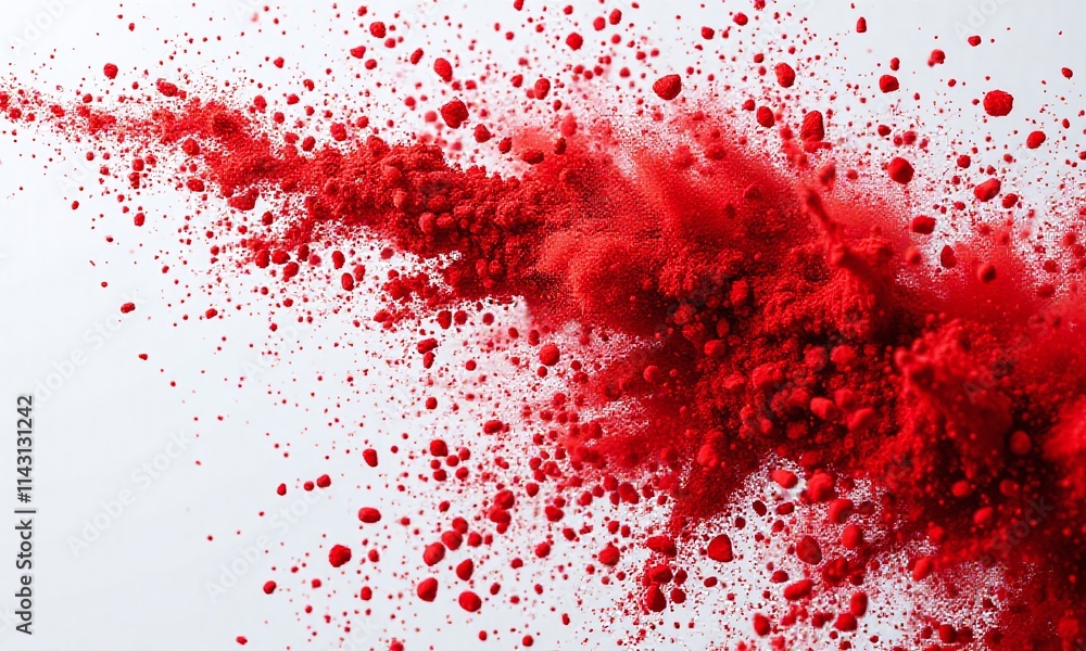A vibrant red powder splash against a white A vibrant red powder splash against a white