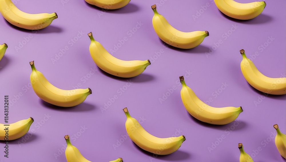 Pattern of banana on pastel purple background Pattern of banana on pastel purple background