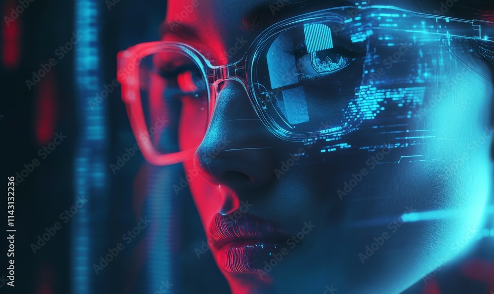 Holographic cyber necromancer futurism. face woman. Holographic cyber necromancer futurism. face woman.