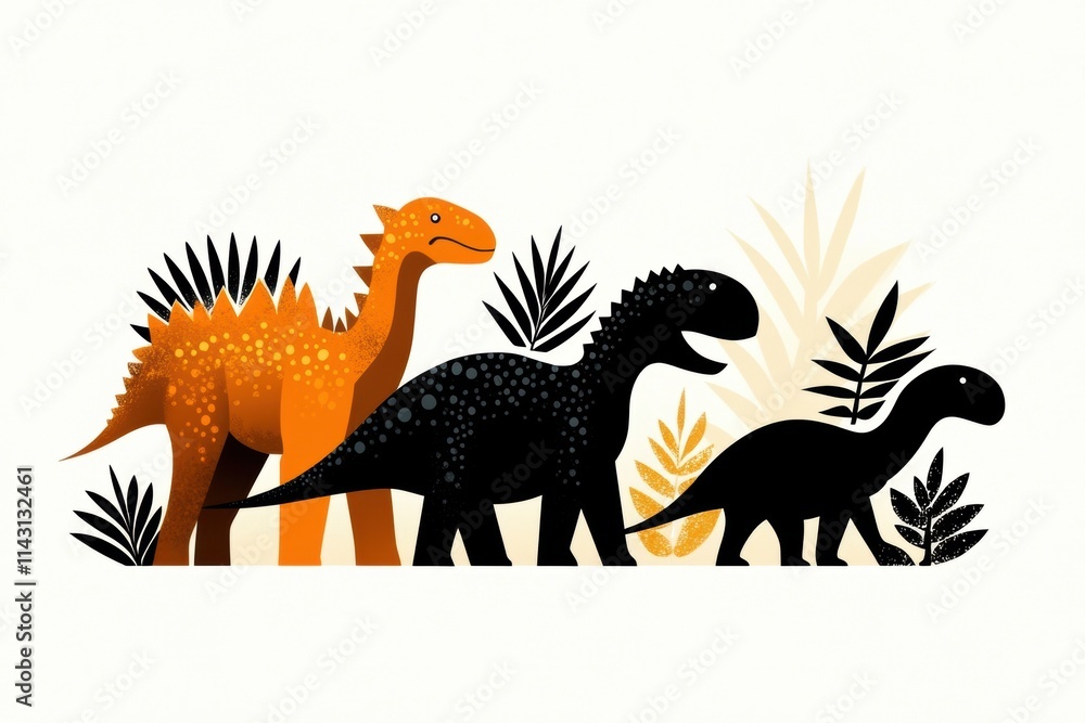 Fototapeta premium dinosaur art, neat, monochrome dinosaur clipart on a minimalist backdrop, keeping it simple and stylish