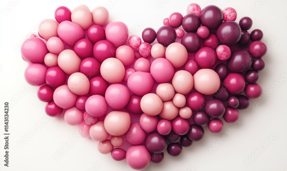 Multicolored Balloon Love Heart. Light Pink and Dark Pink Balloons arranged in a heart shape. . Multicolored Balloon Love Heart. Light Pink and Dark Pink Balloons arranged in a heart shape. .