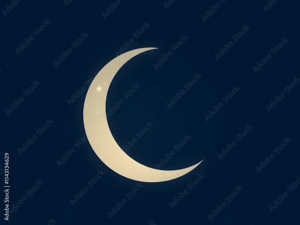 Crescent Moon in the Night Sky: A serene and minimalist image of a crescent moon bathed in soft, golden light, set against a deep blue night sky, evoking a sense of peace and tranquility. Crescent Moon in the Night Sky: A serene and minimalist image of a crescent moon bathed in soft, golden light, set against a deep blue night sky, evoking a sense of peace and tranquility.