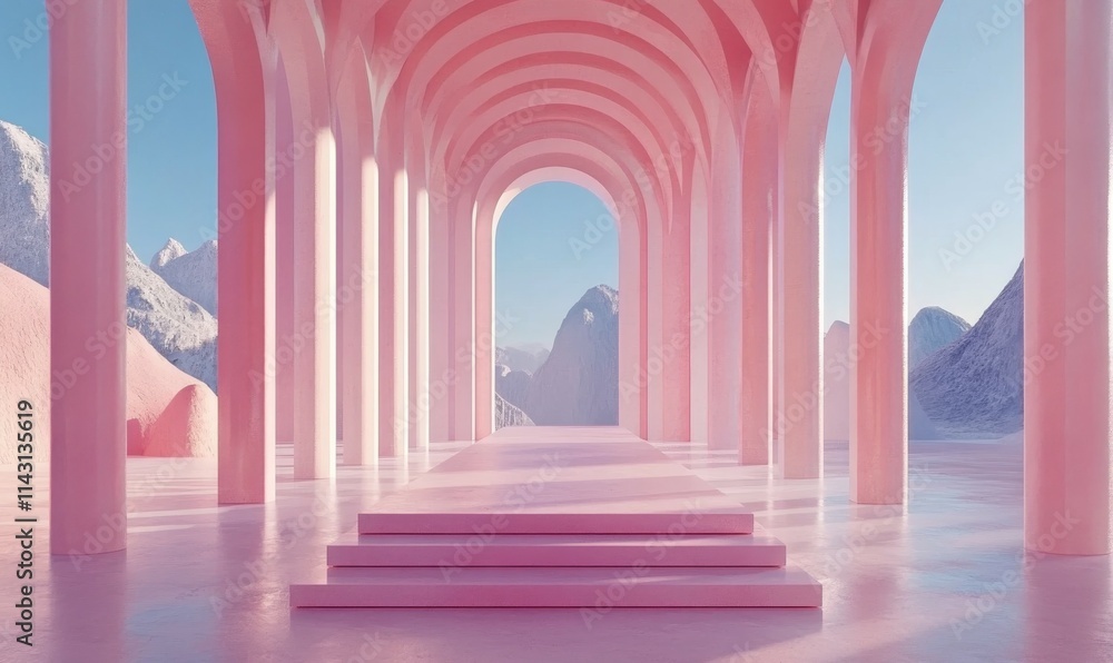 Pastel Colored Tech Background with a Geometric 3D Structure. Clean, Minimal design with Simple Futuristic Forms. . Pastel Colored Tech Background with a Geometric 3D Structure. Clean, Minimal design with Simple Futuristic Forms. .