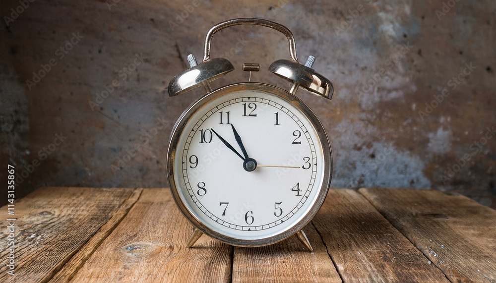 A classic alarm clock on an old-fashioned wooden desk, A classic alarm clock on an old-fashioned wooden desk,