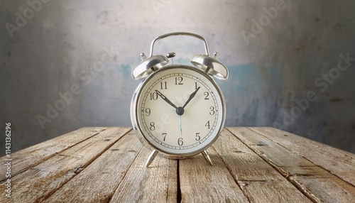 Wallpaper Mural A classic alarm clock on an old-fashioned wooden desk, Torontodigital.ca